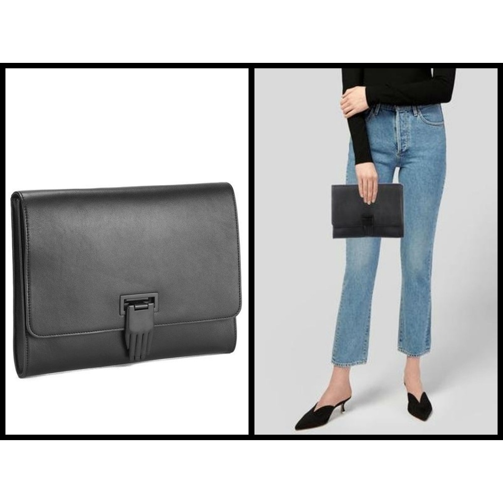 💕OPENING CEREMONY💕 Nokki  Leather Hand Clasp Clutch Bag Black NWT